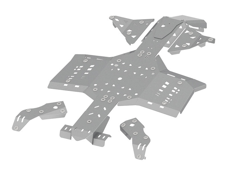 Kit plaques de protection aluminium pour quad Outlander G2 650/850/1000 (2019+), Outlander G2 Pro+ 450/570, Outlander X MR 650/850 (2019+), Outlander XXC (2023+) (aluminium) – protection châssis complète, robuste et durable