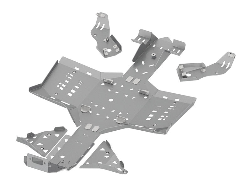 Kit plaques de protection aluminium pour quad Outlander G2 650/850/1000 (2019+), Outlander G2 Pro+ 450/570, Outlander X MR 650/850 (2019+), Outlander XXC (2023+) (aluminium) – protection châssis complète, robuste et durable