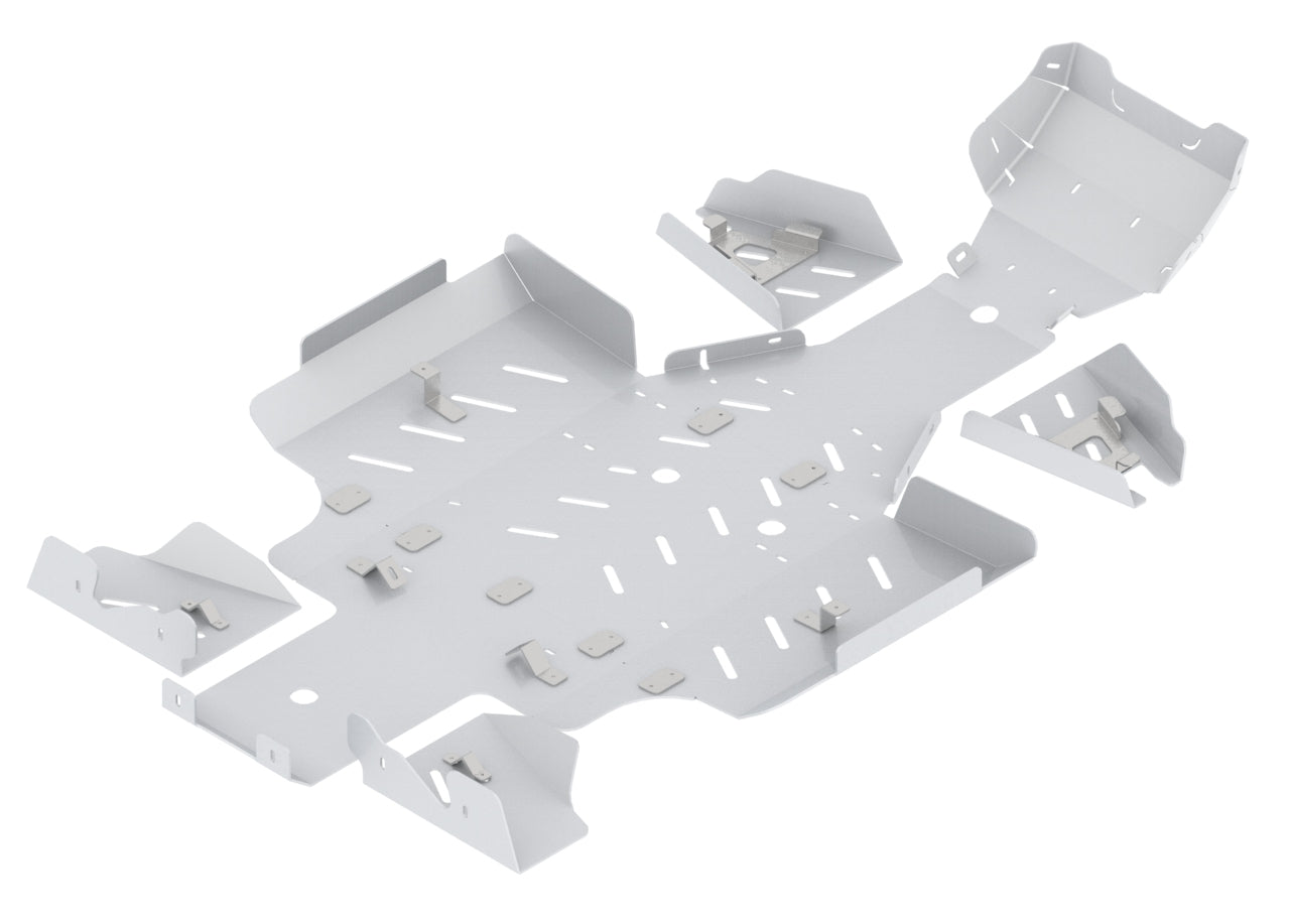 Kit plaques de protection aluminium pour quad KingQuad 500/750Axi (2019+), KingQuad 500/750Axi (EPS) (-2018) (aluminium) – protection châssis complète, robuste et durable