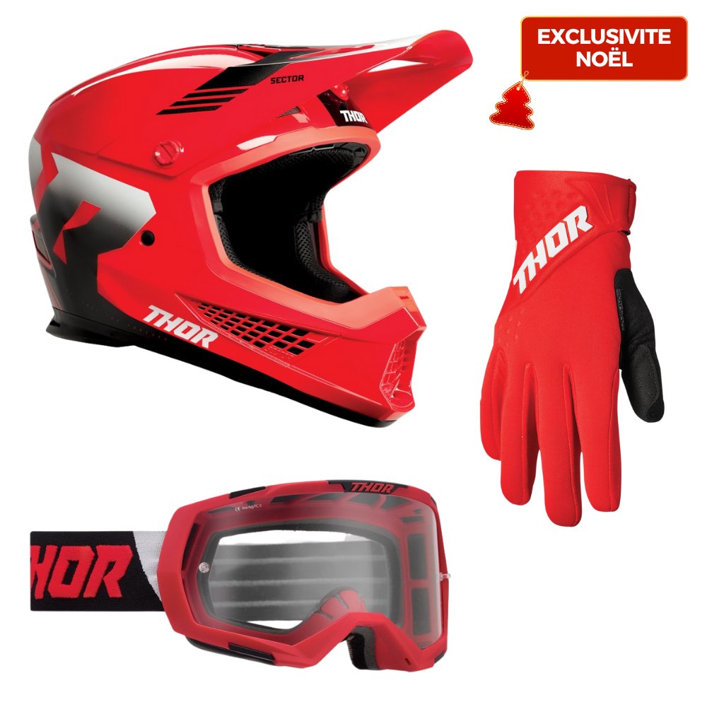 Pack Spécial Thor "Rouge" Casque/Masque/Gant - Motorsvelay
